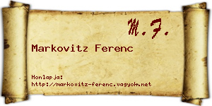 Markovitz Ferenc névjegykártya